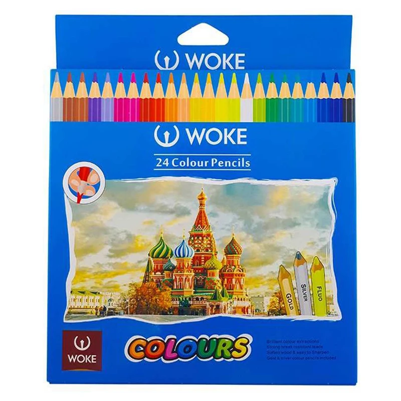 مداد رنگی 24 رنگ مقوایی ووک woke