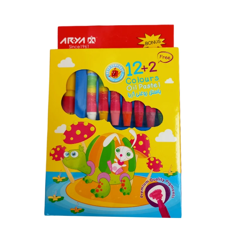 مداد شمعی 12+2 رنگ آریا